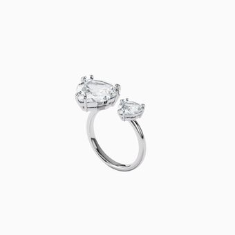 Millenia cocktail ring, Triangle cut crytsals, White, Rhodium plated